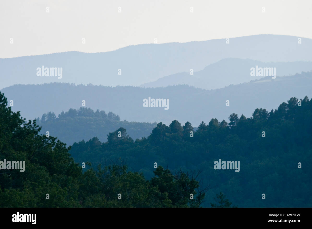 Sur les montagnes dans la distance de recul, le Parc National des Cévennes, dans le sud de la France JPH0296 Banque D'Images