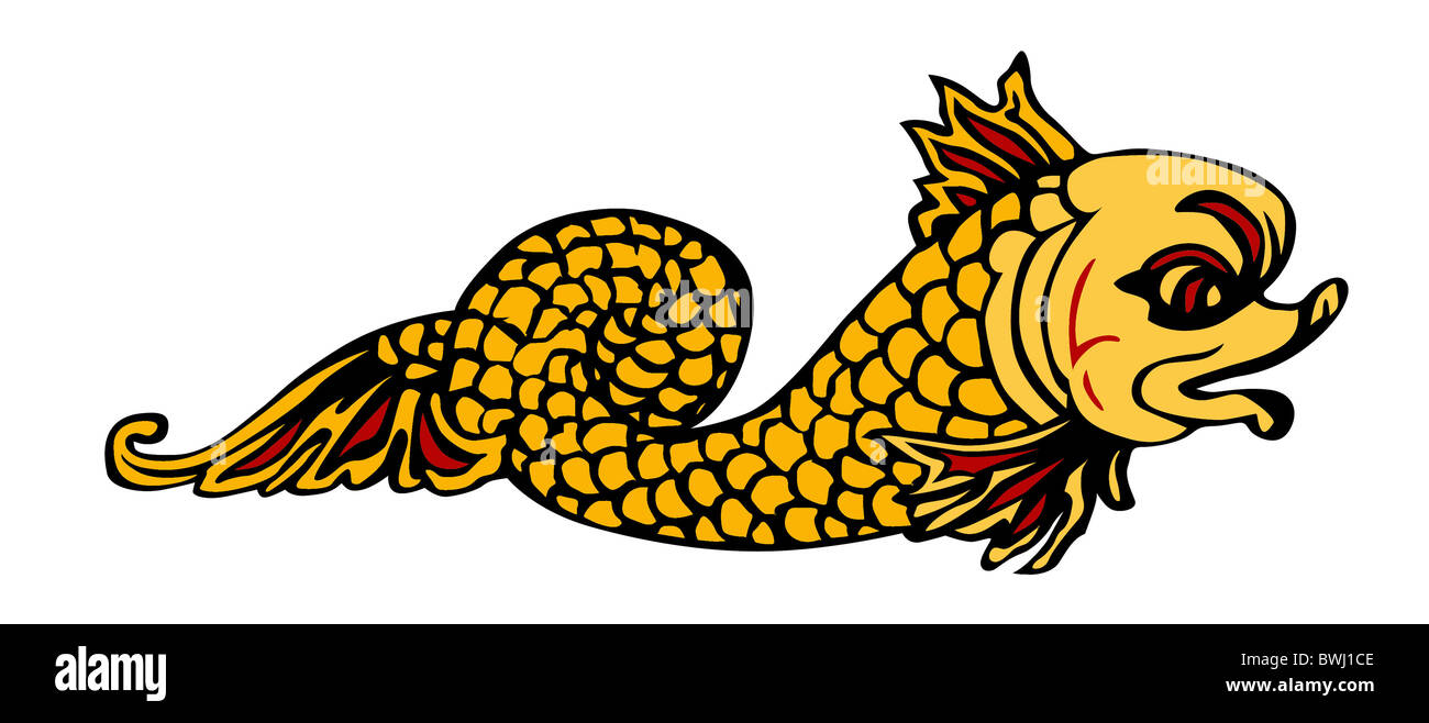 Vector illustration de poisson mythologique Banque D'Images