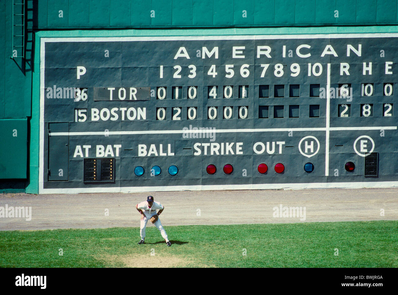 Monstre vert à Fenway Park home de la MLB Red Sox de Boston. Banque D'Images