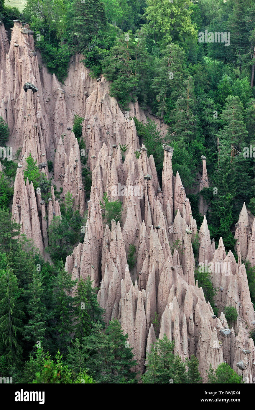 La terre de pyramides de Longomoso / Lengmoos / Monti di Mezzo sur le plateau du Renon, Dolomites, Italie Banque D'Images
