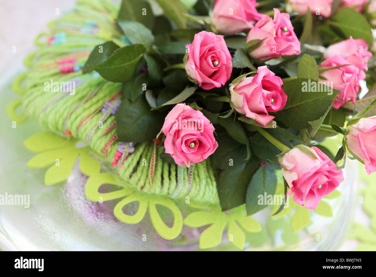 Arrangement de fleurs rose Banque D'Images