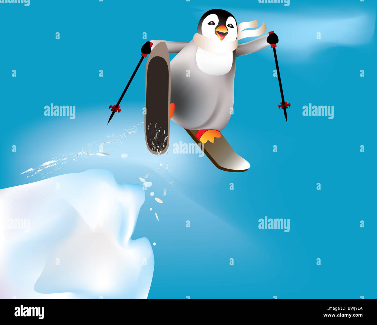 Saut à ski Penguin Banque D'Images