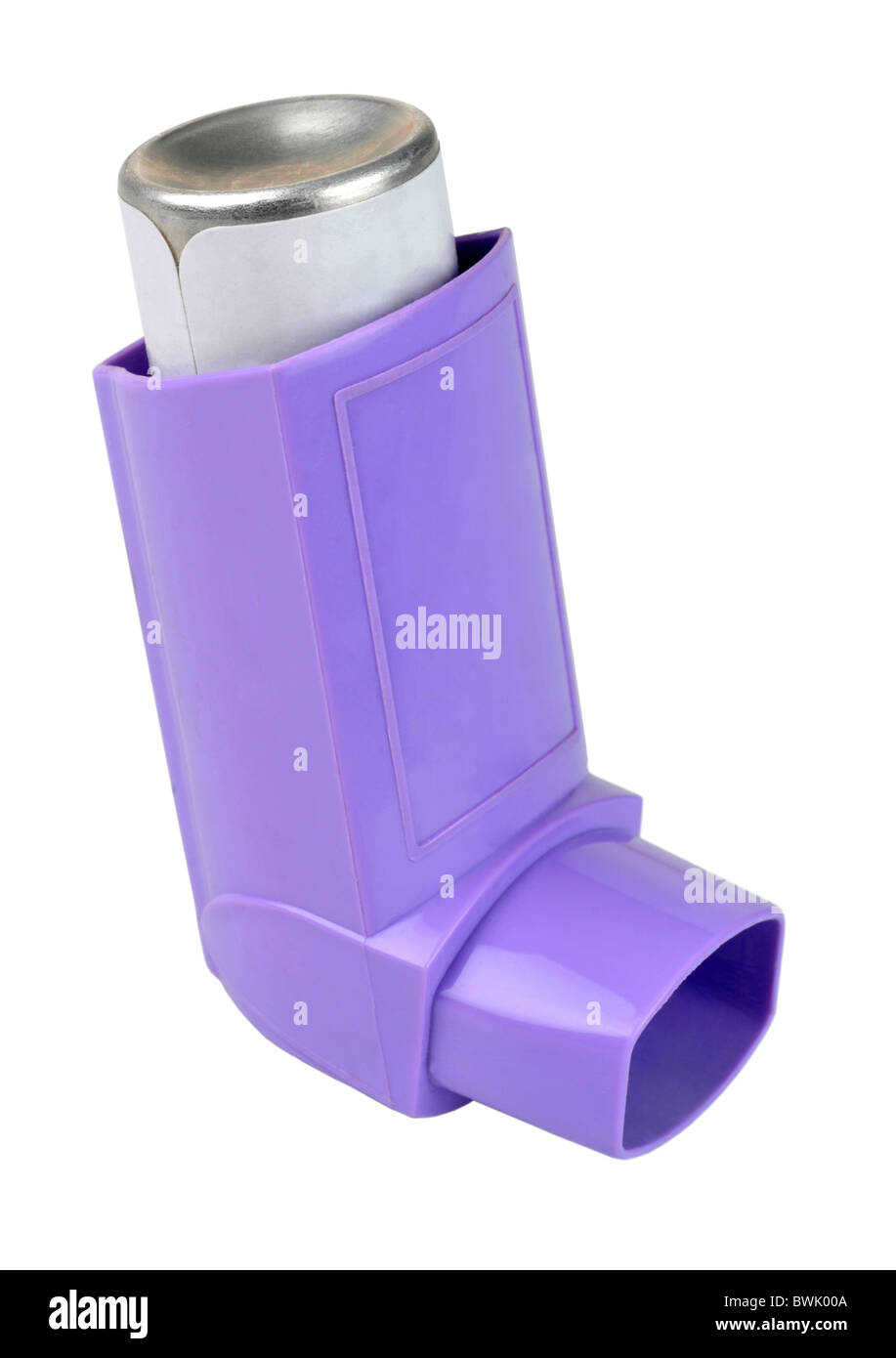 Inhalateur inhalateur, d'asthme ou puffer sur "Fond blanc" Banque D'Images