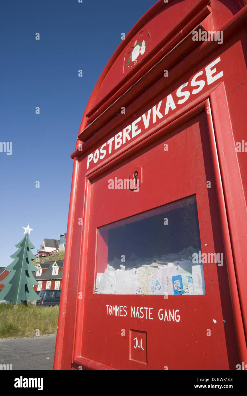 Boîte aux lettres géante pour les lettres au Père Noël, Nuuk, Groenland, Kitaa Banque D'Images