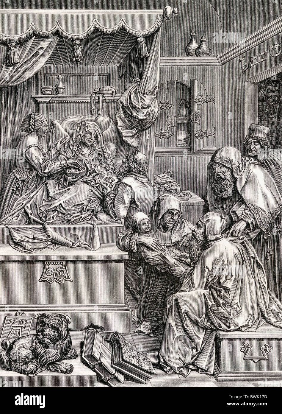 Haut Relief sculpture par Albrecht durer de la naissance de Saint John. 16e siècle. Banque D'Images