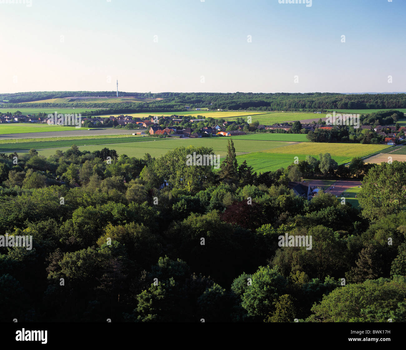 Vue panoramique à partir de la tour Bismarck Bas-rhin paysage paysage paysage près de Viersen-Suechteln Bas-rhin Ger Banque D'Images