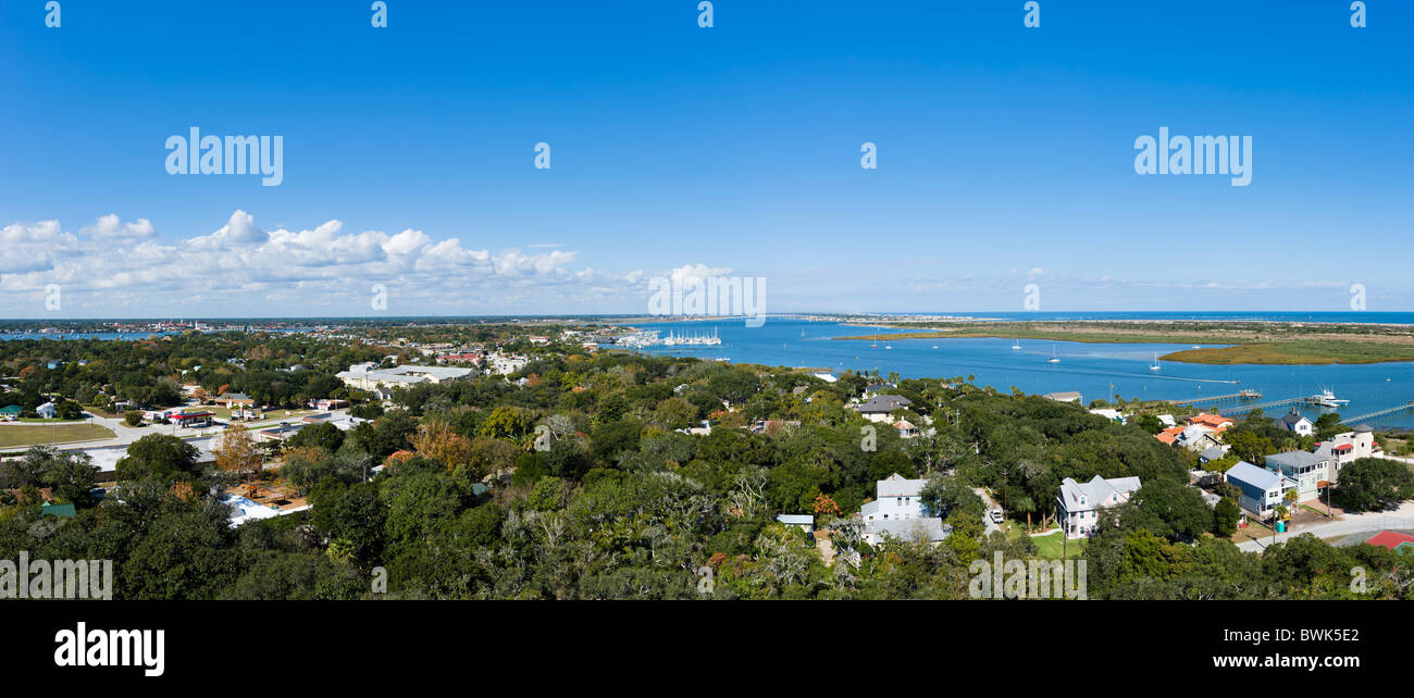 Vue panoramique de St Augustine à partir du haut de la lumière de saint Augustin, Anastasia Island, St Augustine, Floride, USA Banque D'Images