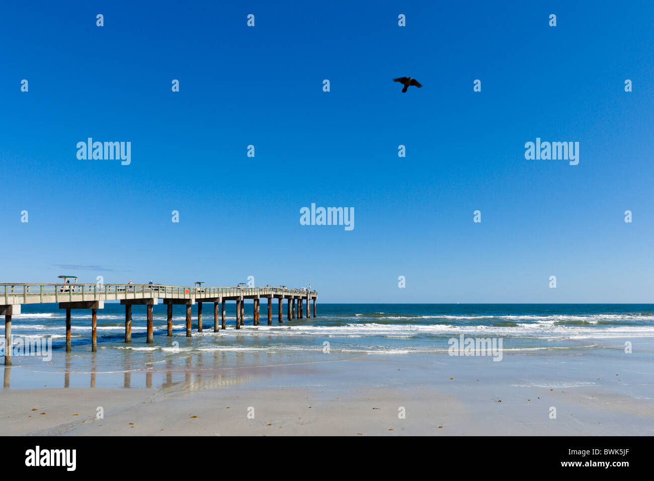 La jetée de pêche à St Augustine Beach, Anastasia Island, St Augustine, Floride, USA Banque D'Images