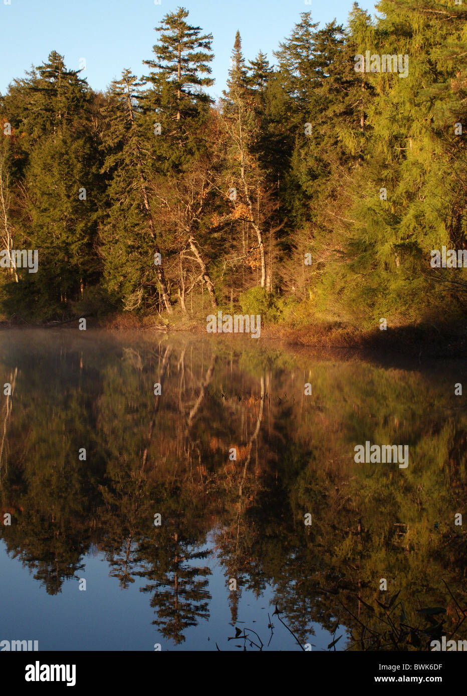 Lever de soleil sur un lac dans les montagnes Adirondack dans l'État de New York, États-Unis d'Amérique Banque D'Images
