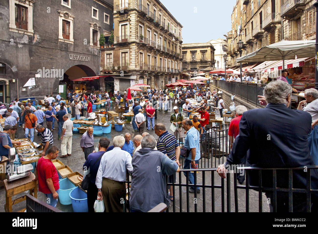 Marché aux poissons, Catane, Sicile, Italie Banque D'Images