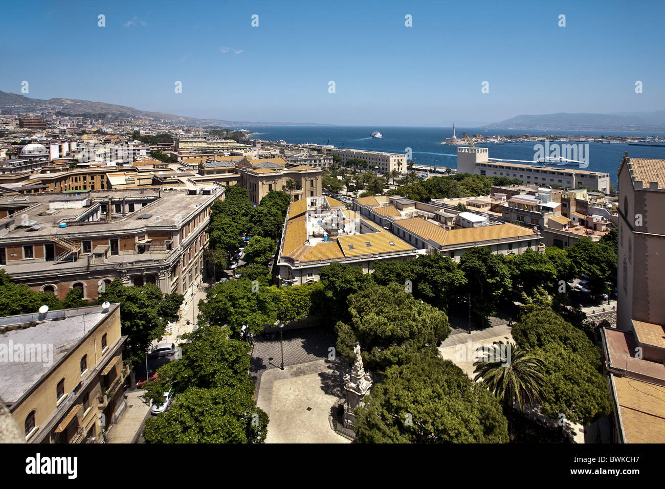 Vue depuis le Campanile, Messine, Sicile, Italie Banque D'Images