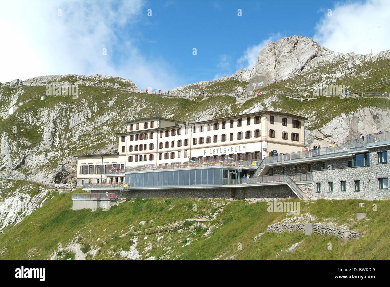 La construction de l'hôtel Pilatus-Kulm Pilatus pic du sommet de montagne Alpes Tourisme montagnes centrale Switze Banque D'Images