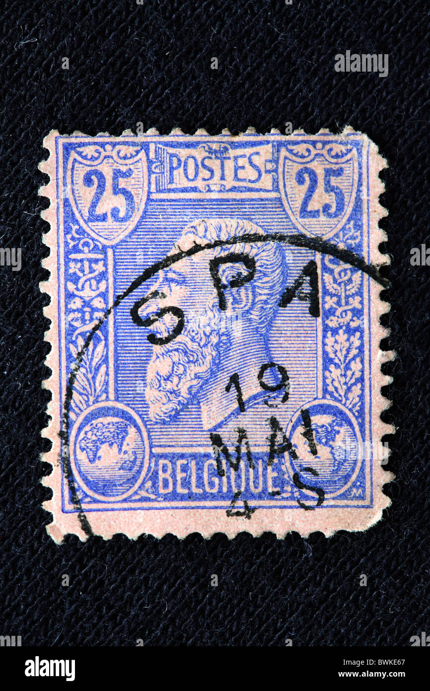 Histoire Historique de timbres le roi Léopold II de Belgique 1865-1909 Banque D'Images