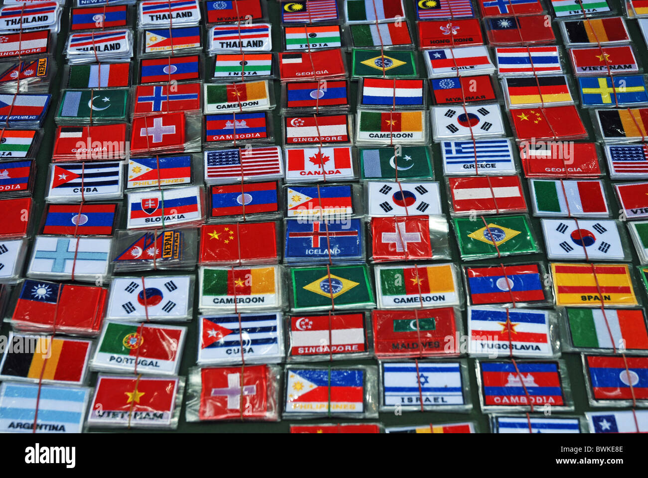 Asie Aufnaher broderie Broderie pays nations membres drapeaux drapeaux bannières bannière Bangkok géograph Banque D'Images
