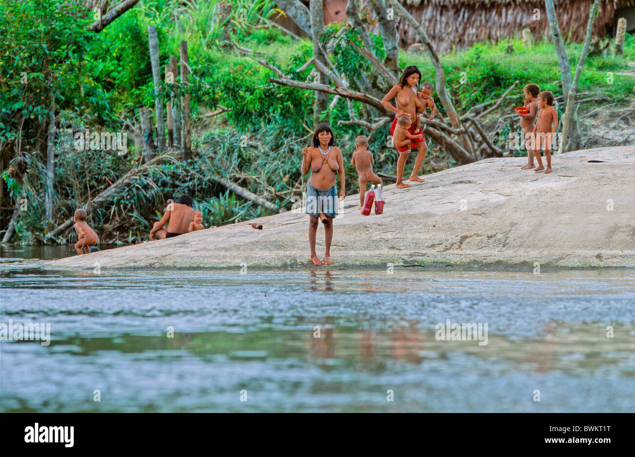 Venezuela Amérique du Sud Tribu Yanomami Ironavi Indios autochtones Indiens autochtones indigènes Famille Famili Banque D'Images