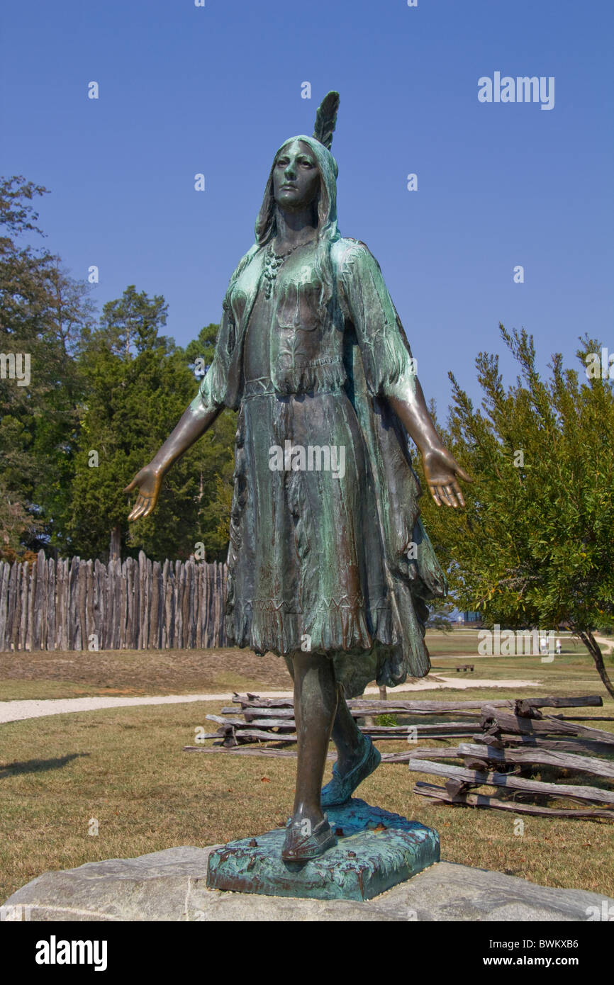 Statue de Pocahontas Jamestown, Colonial National Historical Park, Virginia, USA Banque D'Images