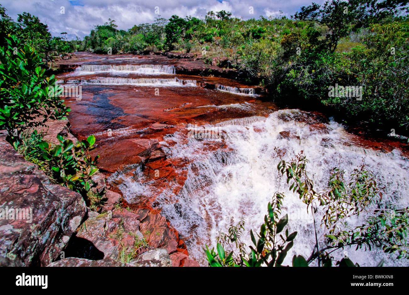 Amérique du Sud Venezuela Salto Kawi Jaspe Rouge River 195 Km Cascade La Gran Sabana Guayana Amérique du Sud Banque D'Images