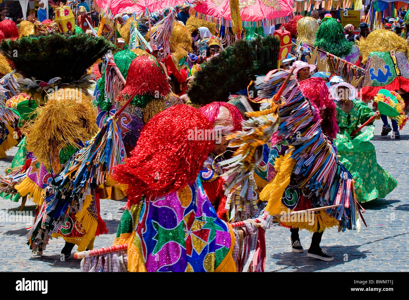 Parade de la culture brésilienne appelée "Caboclo de lança' dans la ville de Nazaré da Mata au cours de la 2008 Carnival Banque D'Images