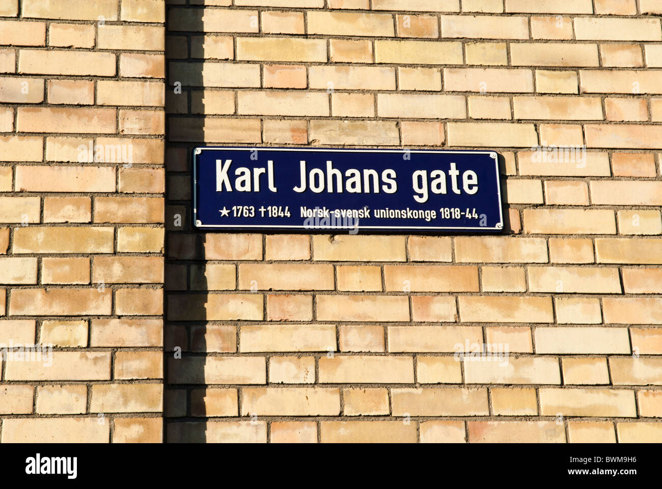 Karl Johans Gate road sign Oslo Norvège Banque D'Images