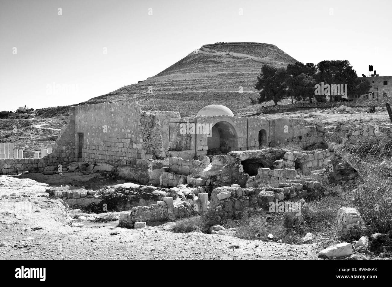 Herodium, une forme de cône artificiel Mt. Désert de Judée, Israël Banque D'Images