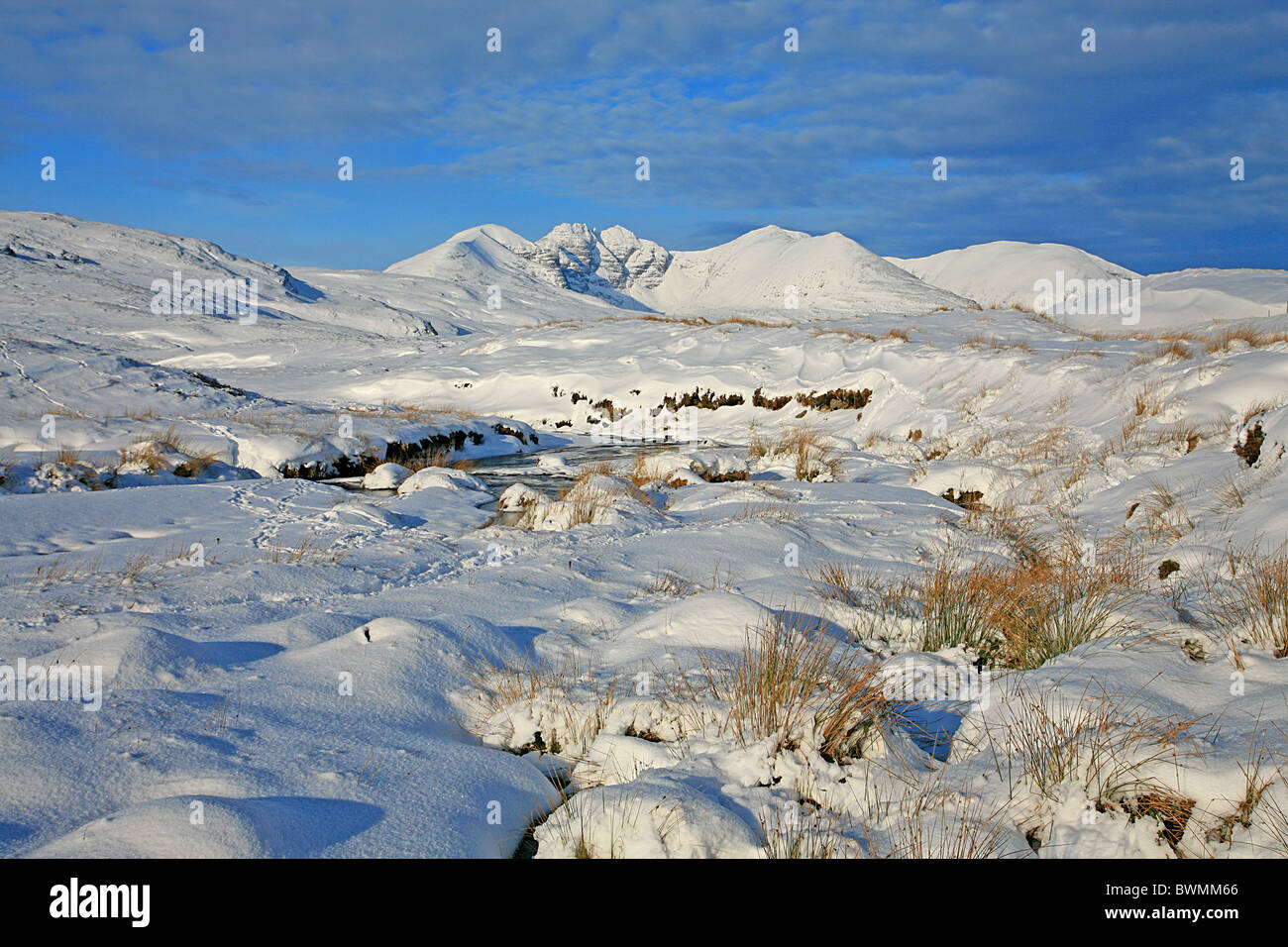 UK Ecosse Highland Wester Ross-shire de l'hiver et la montagne d'un Teallach Banque D'Images