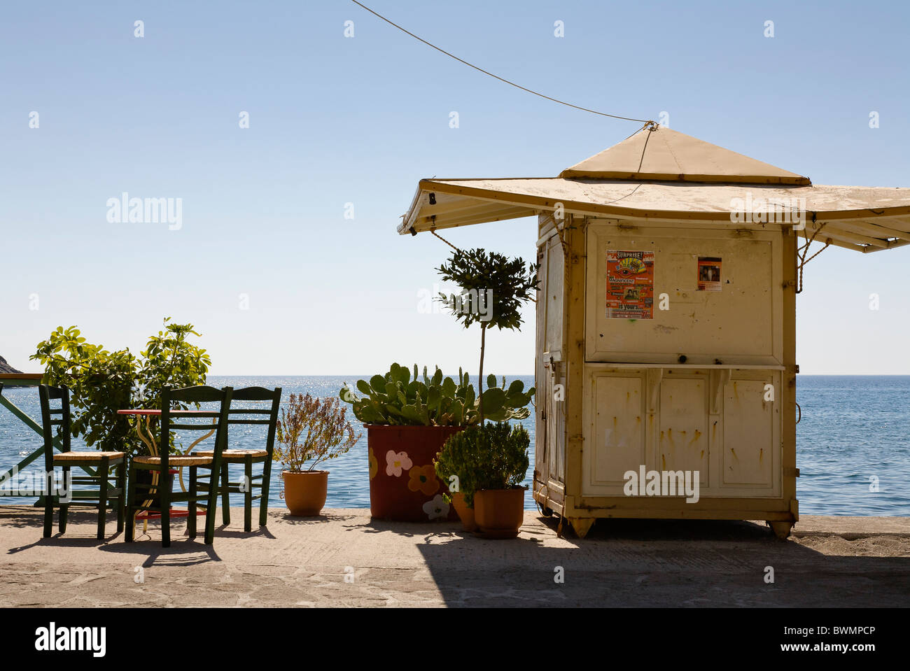 Kiosk ; Skala Eressos Banque D'Images