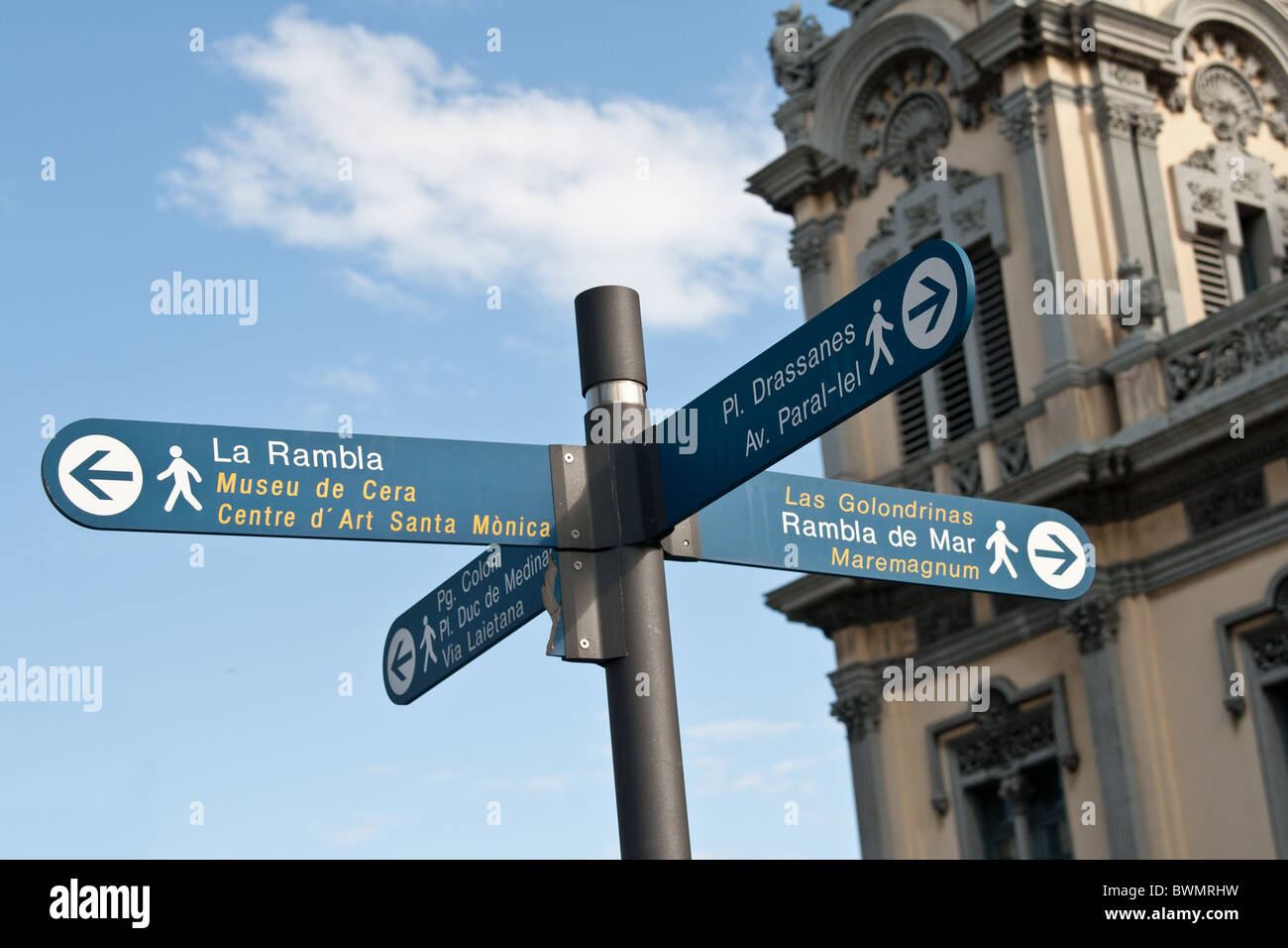 La Rambla signer à Barcelone, Espagne Banque D'Images