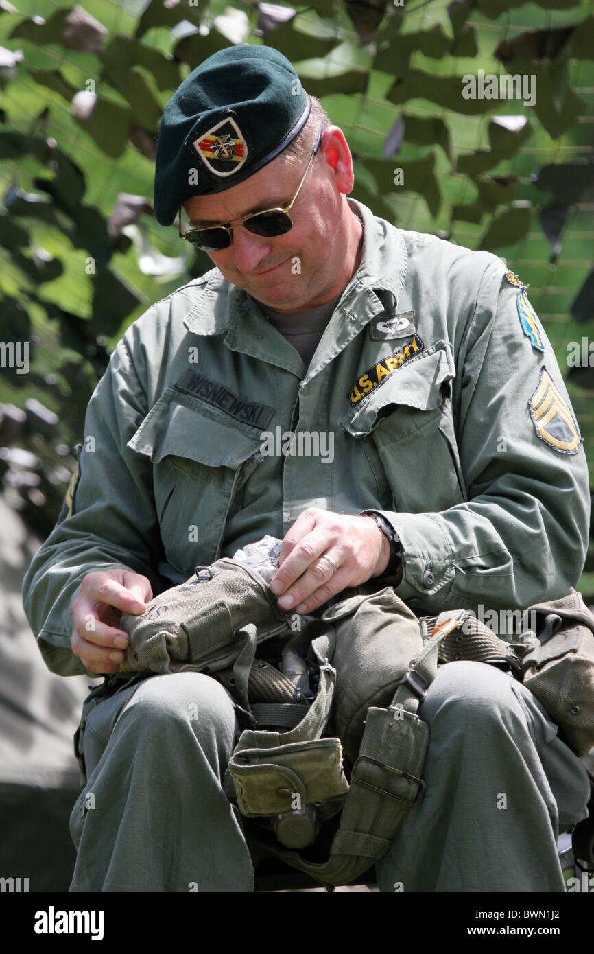 Un soldat de l'armée américaine en vétéran de la guerre du Vietnam Banque D'Images