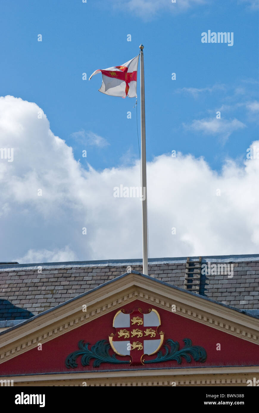 York armoiries et drapeau sur la Mansion House Banque D'Images