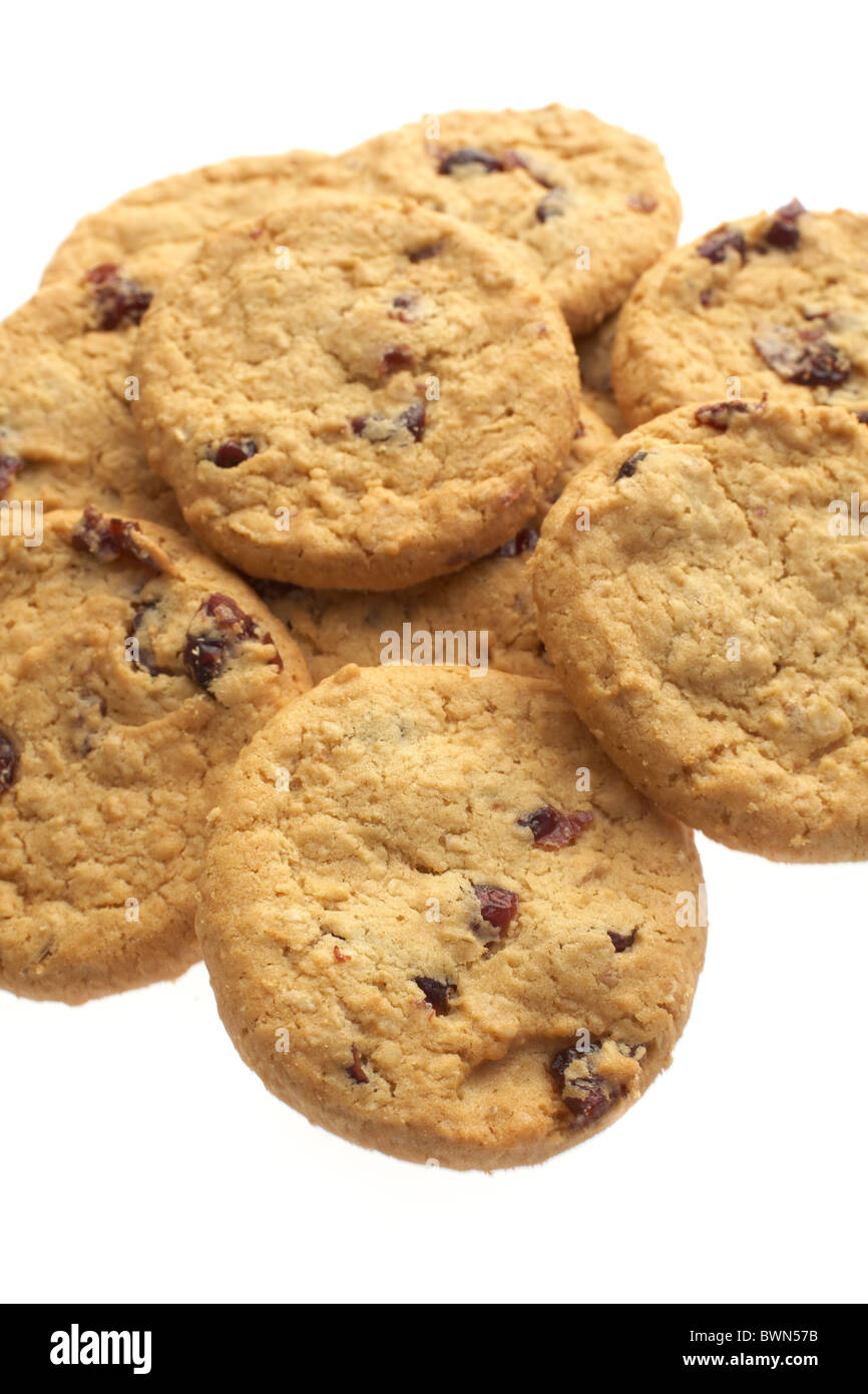 Biscuit beurre cookies avec oatflakes et canneberges Banque D'Images