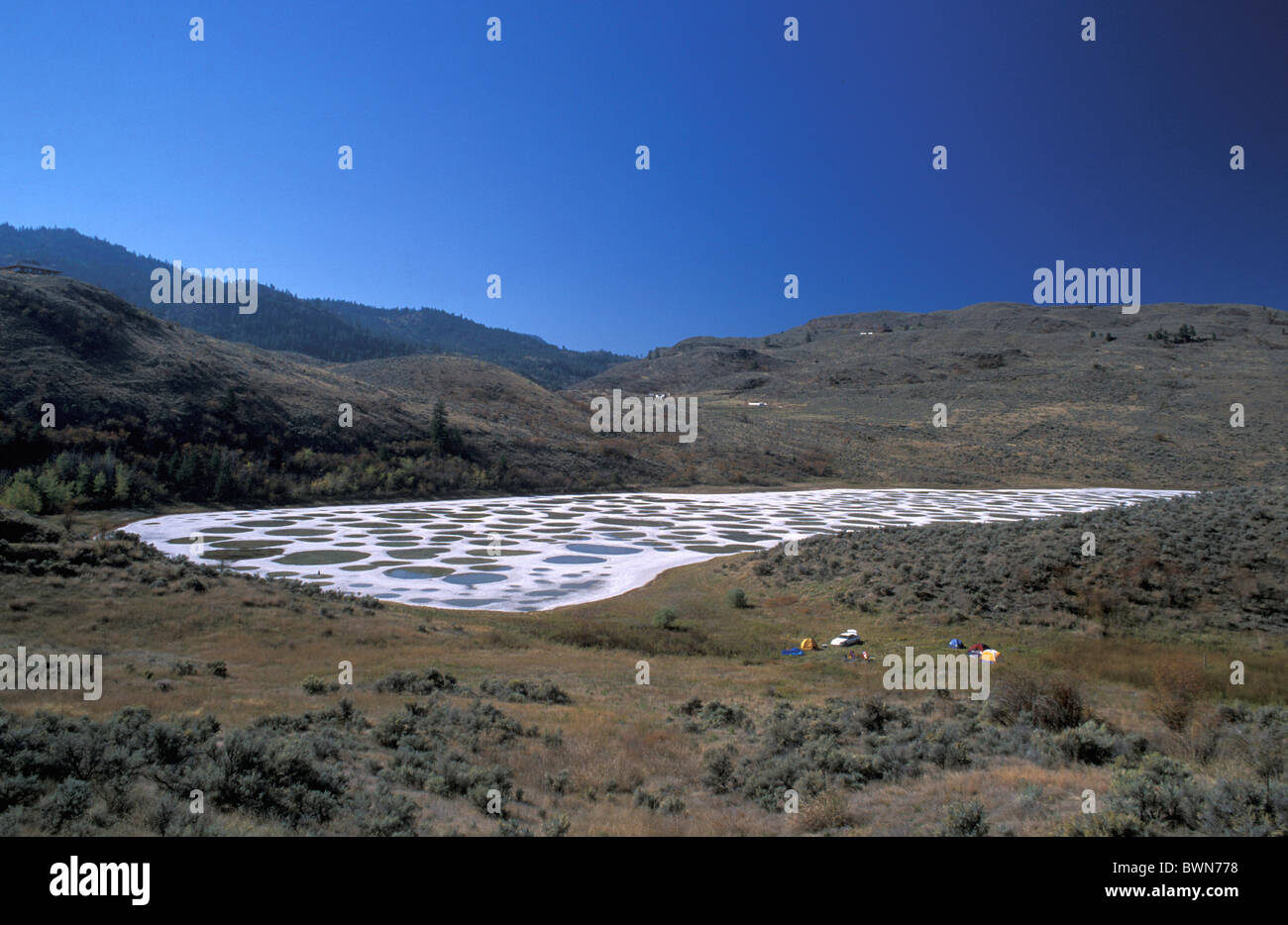 Canada Amérique du Nord Amérique Latine Lac tacheté près d'Osoyoos en Colombie-Britannique les sulfates de sodium calcium sels d'epsom Banque D'Images