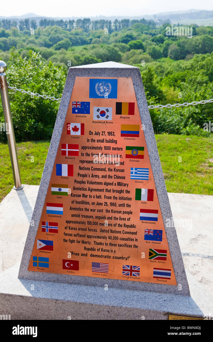 Armistice de la guerre de marqueur, JSA, Joint Security Area Zone démilitarisée DMZ, la Corée du Sud. JMH3844 Banque D'Images