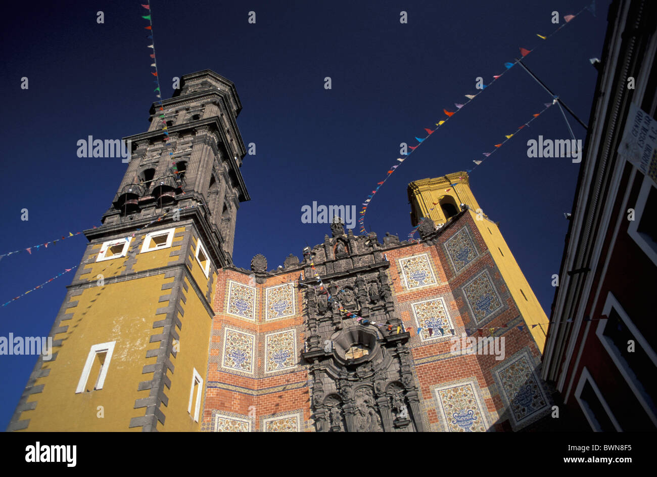 Mexique Amérique Centrale Amérique du Nord Ville de Puebla Templo Ex Convento San Francisco, l'État de Puebla church facae ar Banque D'Images