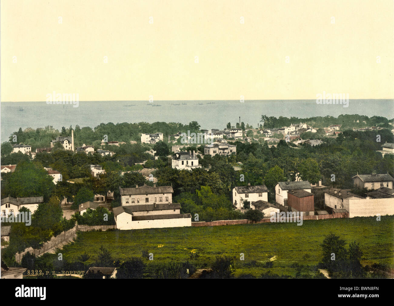 Sopot Zoppot la Prusse de l'anciennement Allemagne Europe Pologne maisons de ville vue générale de la mer Baltique paysage Phot Banque D'Images