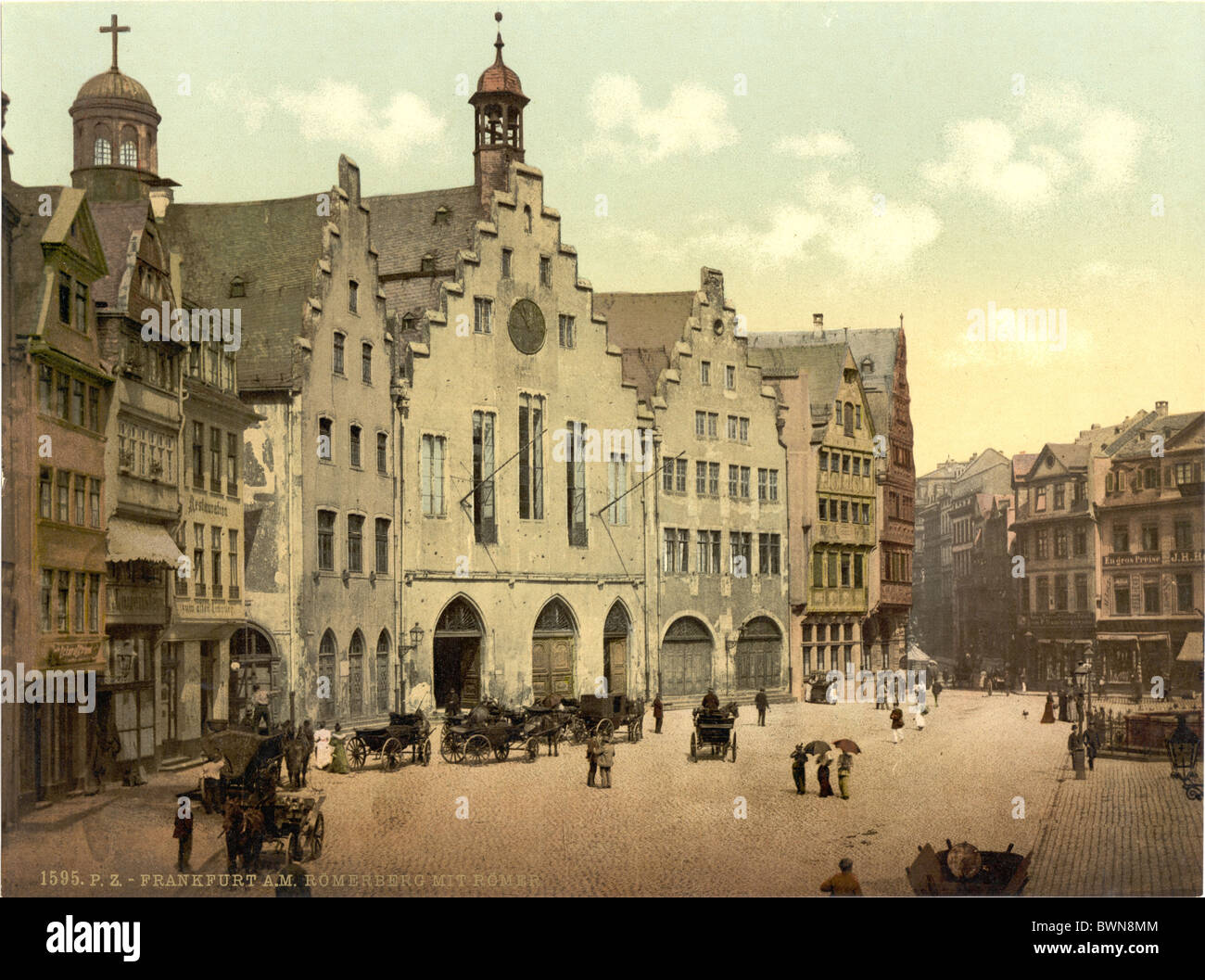 Romer Romerberg Francfort sur le Main Allemagne Europe 1900 Photochrom à propos historique historique histoire Em allemand Banque D'Images