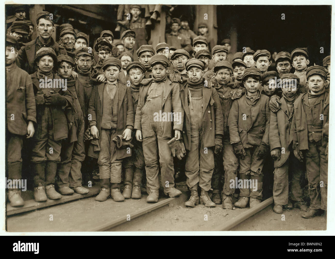 Les garçons disjoncteur disjoncteur Ewen portrait de l'industrie des mines de charbon Coal Co. groupe USA Amérique États-Unis Amérique du Nord Banque D'Images