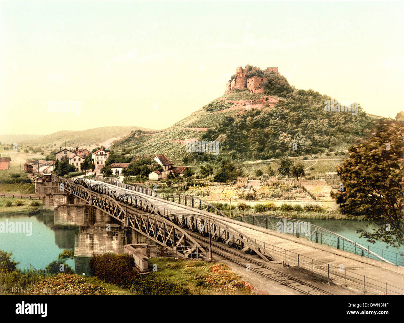 Bad Münster am Stein-Ebernburg Allemagne Europe Nahethal Prusse rhénane vers 1900 Photochrom historica histoire Banque D'Images