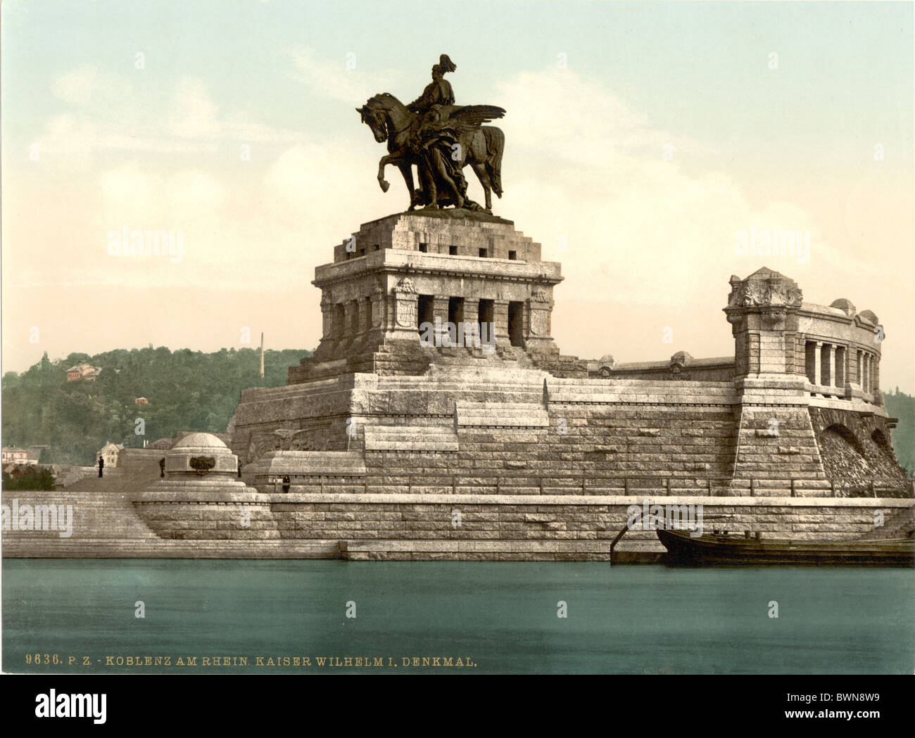 William JE Monument Coblence Rhin Allemagne Europe 1900 Photochrom sur l'histoire de l'Empire allemand histo historique Banque D'Images