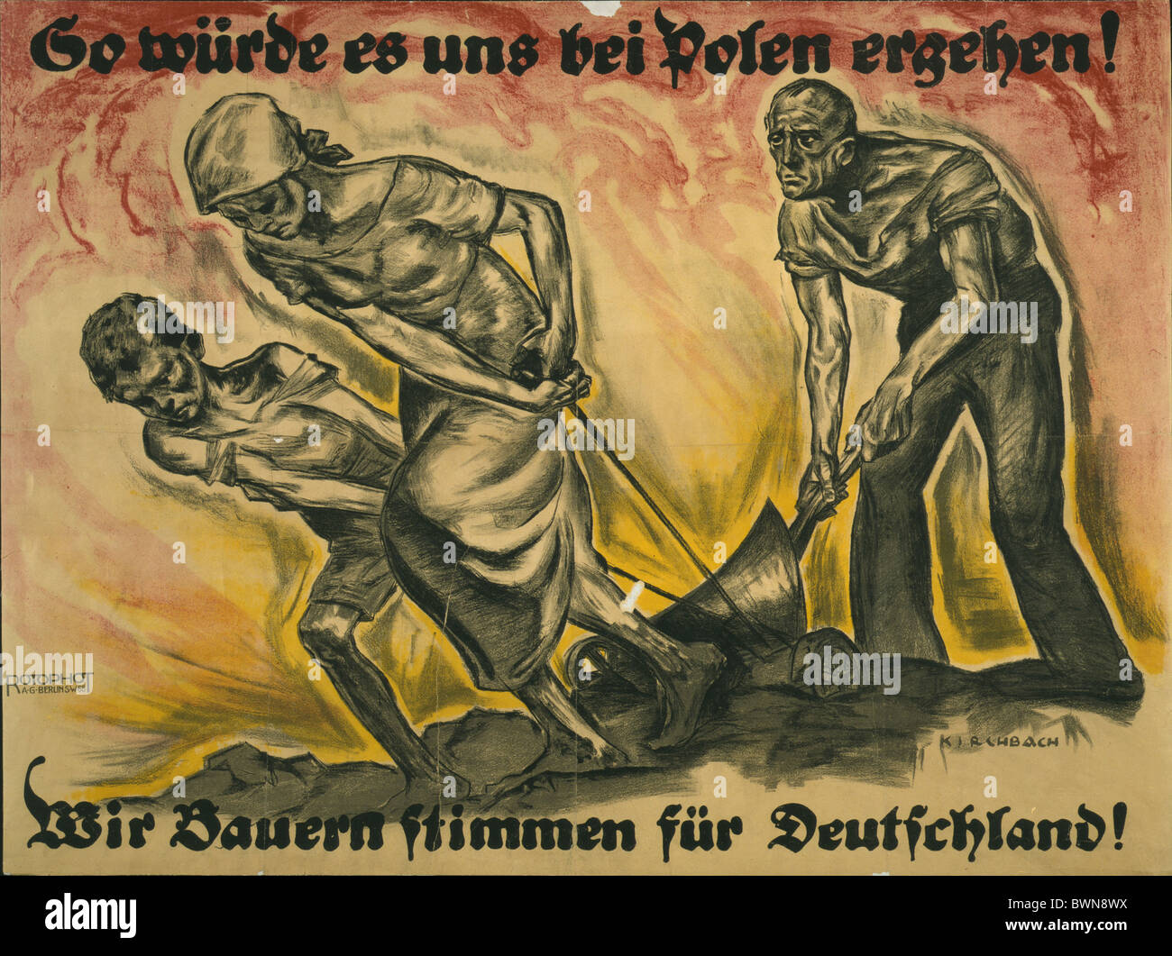Allemagne Europe 1920 La propagande contre la Pologne historique historique histoire de l'Empire allemand République de Weimar farme Banque D'Images