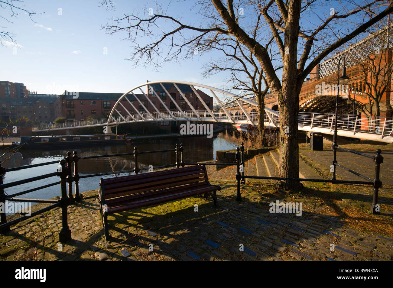 Pont des Marchands, la Place de Catalogne, le Castlefield, Manchester, Angleterre, RU Banque D'Images