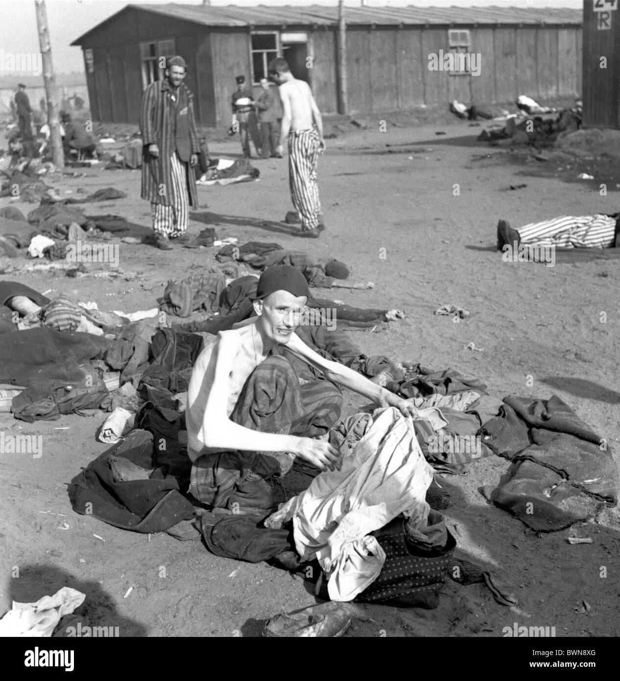 La Seconde Guerre mondiale, camp de concentration de Bergen-Belsen Allemagne Europe 17 avril 1945 prison historique historique histoire Banque D'Images