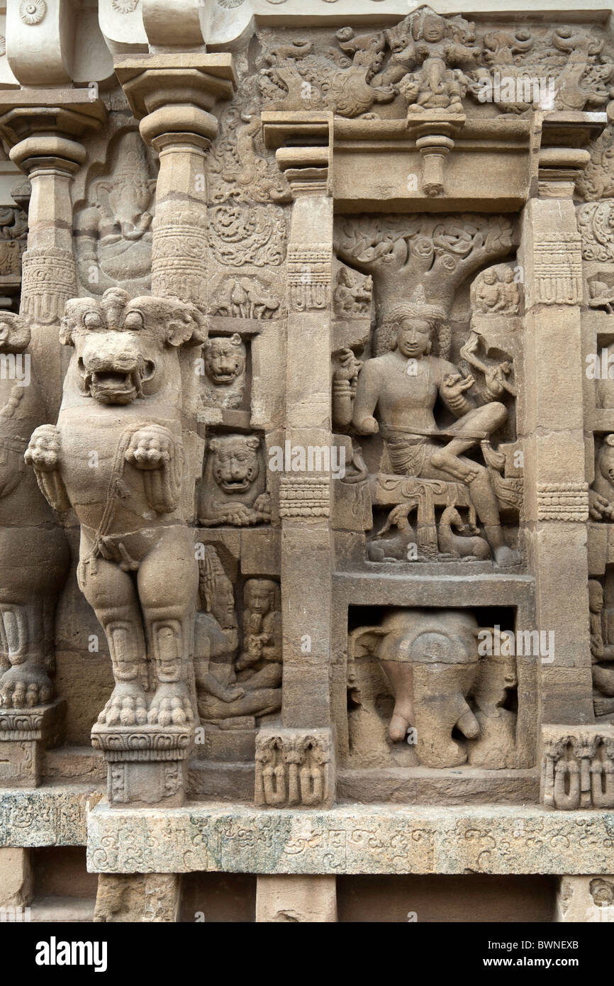 Seigneur Dakshinamurthy;Le Kailasanatha temple a été construit par les Pallavas au début du viiie siècle de notre ère. dans le Tamil Nadu, ,Kanchipuram Banque D'Images