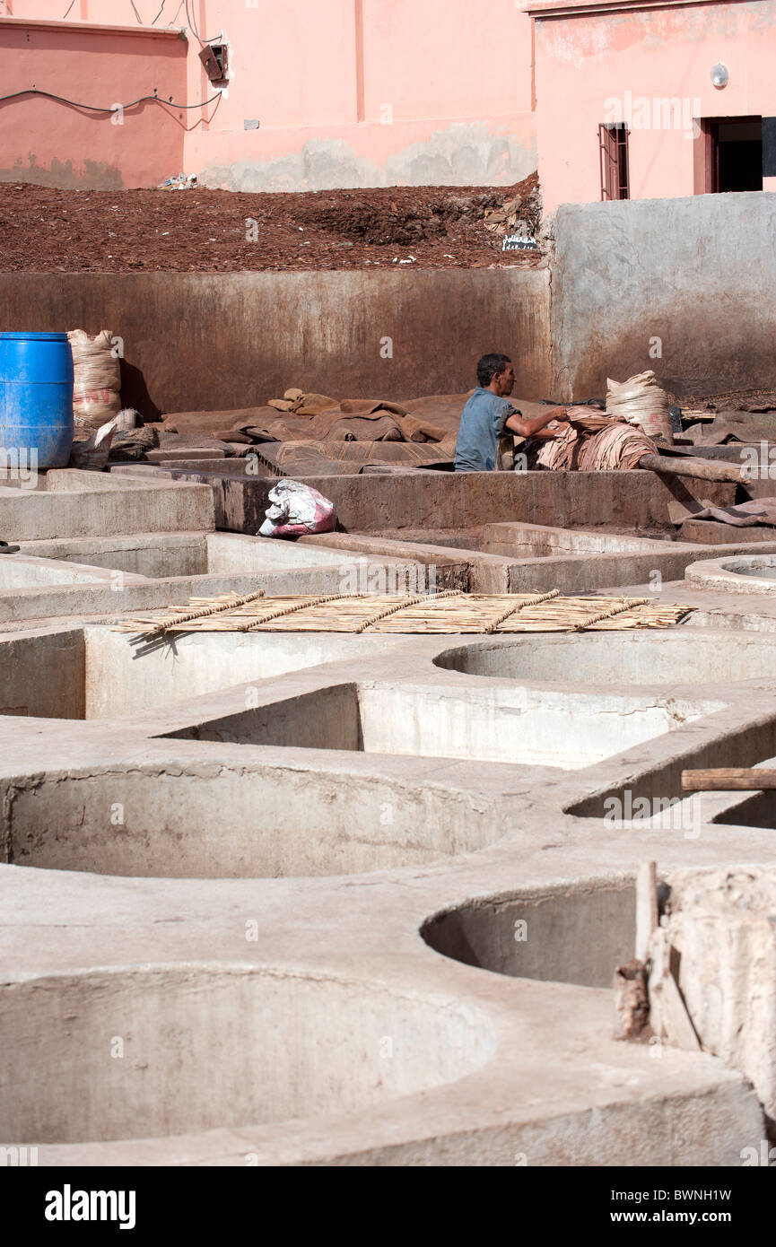 Les Tanneries Marrakech Maroc Afrique du Nord Banque D'Images