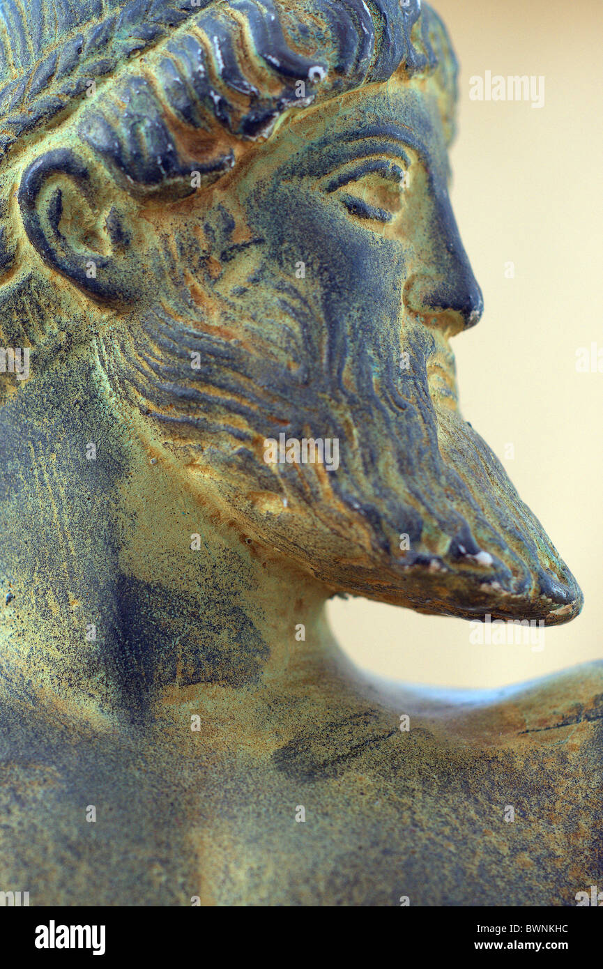 Buste tête de Zeus Jupiter dieu romain grec ancien Banque D'Images
