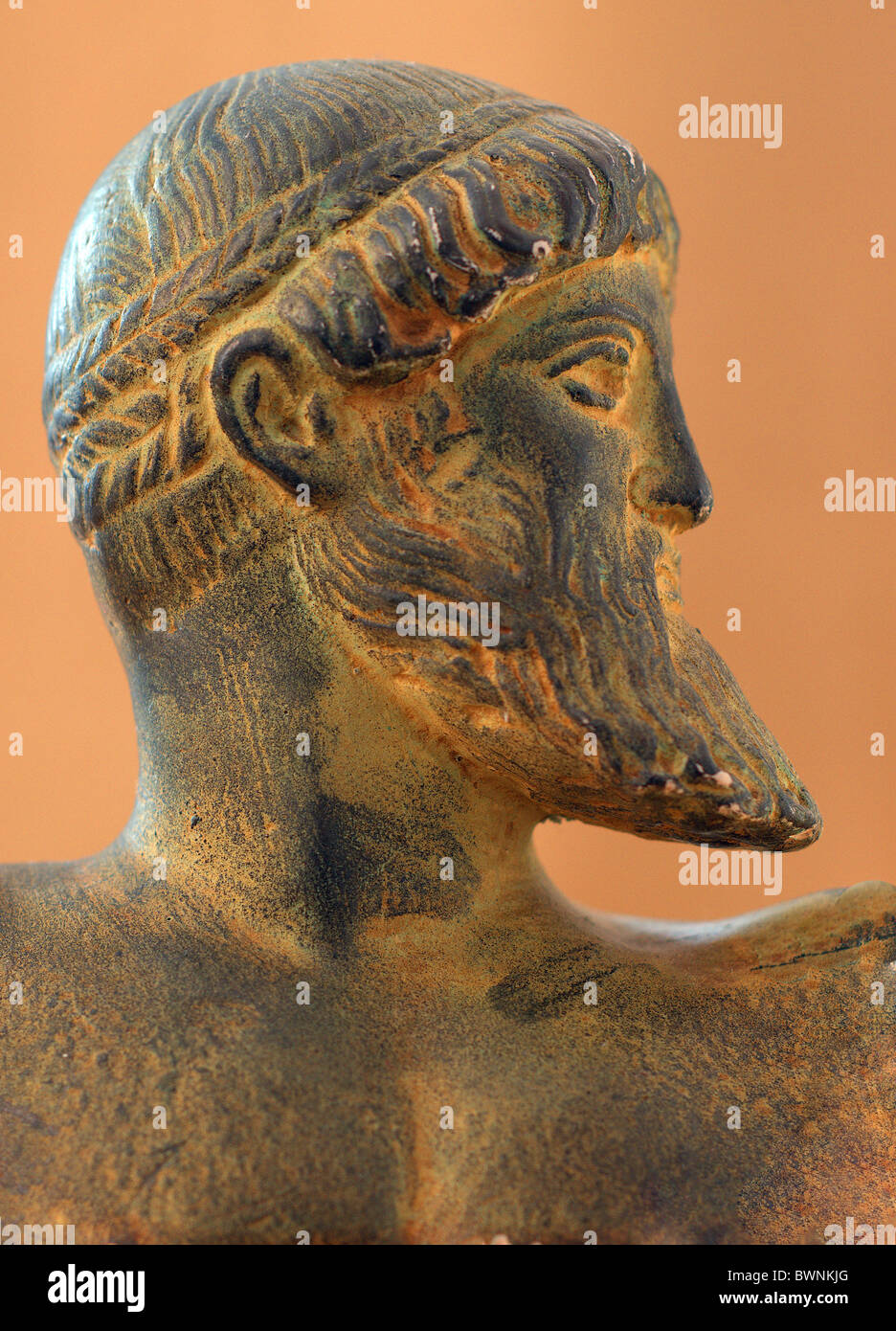 Buste tête de Zeus Jupiter dieu romain grec ancien Banque D'Images