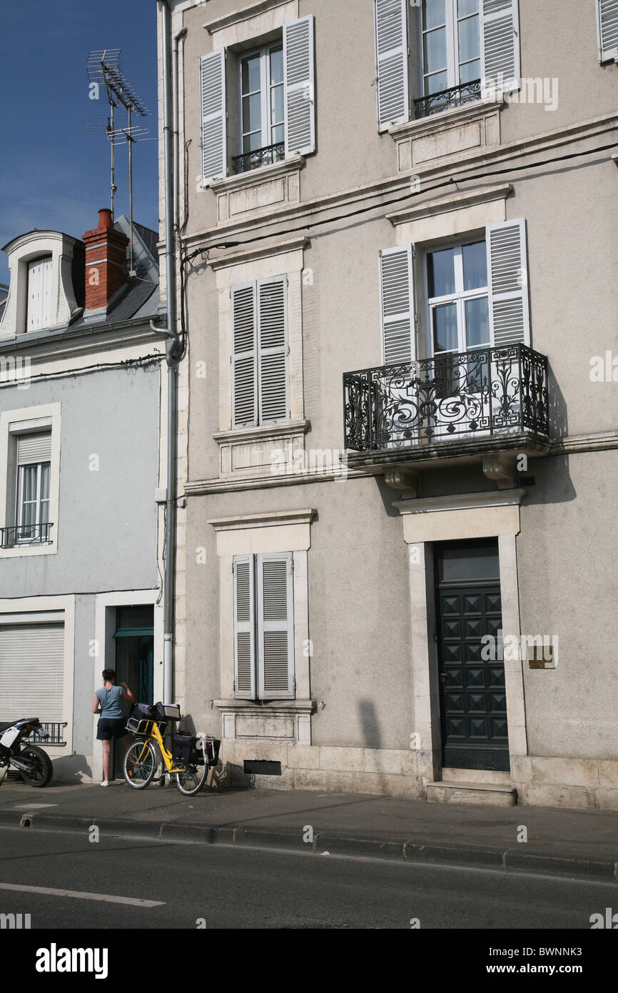 La France, la livraison du courrier à vélo Banque D'Images