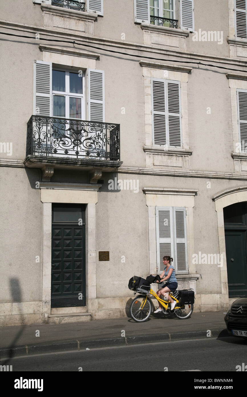 La France, la livraison du courrier à vélo Banque D'Images