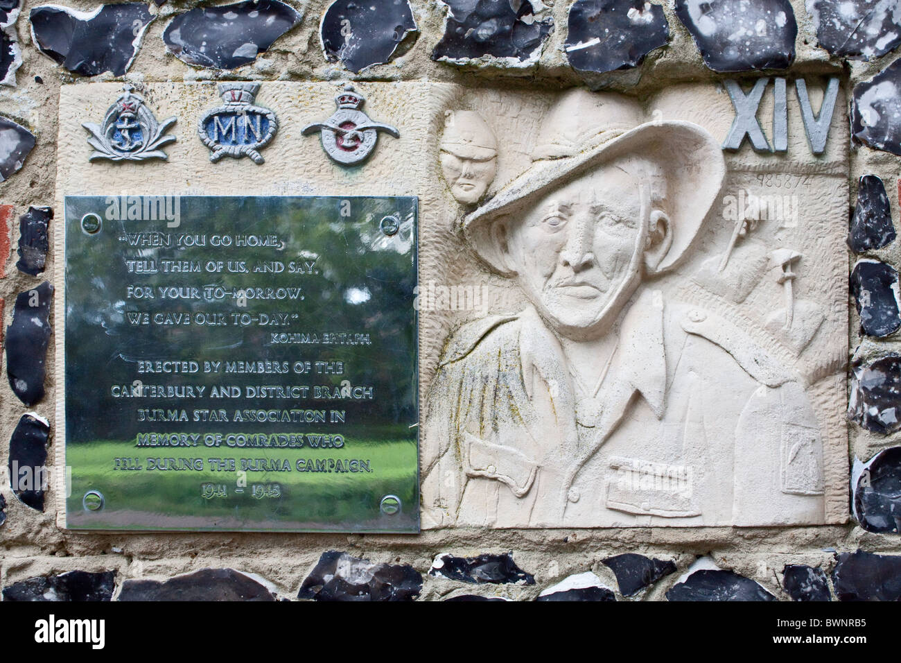 Burma Star Memorial de la Westgate Gardens Canterbury. Banque D'Images