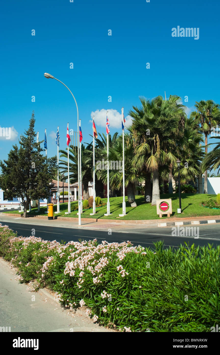 L'une des rue centre d'Agia-Napa ville, de Chypre, de l'Europe. Banque D'Images