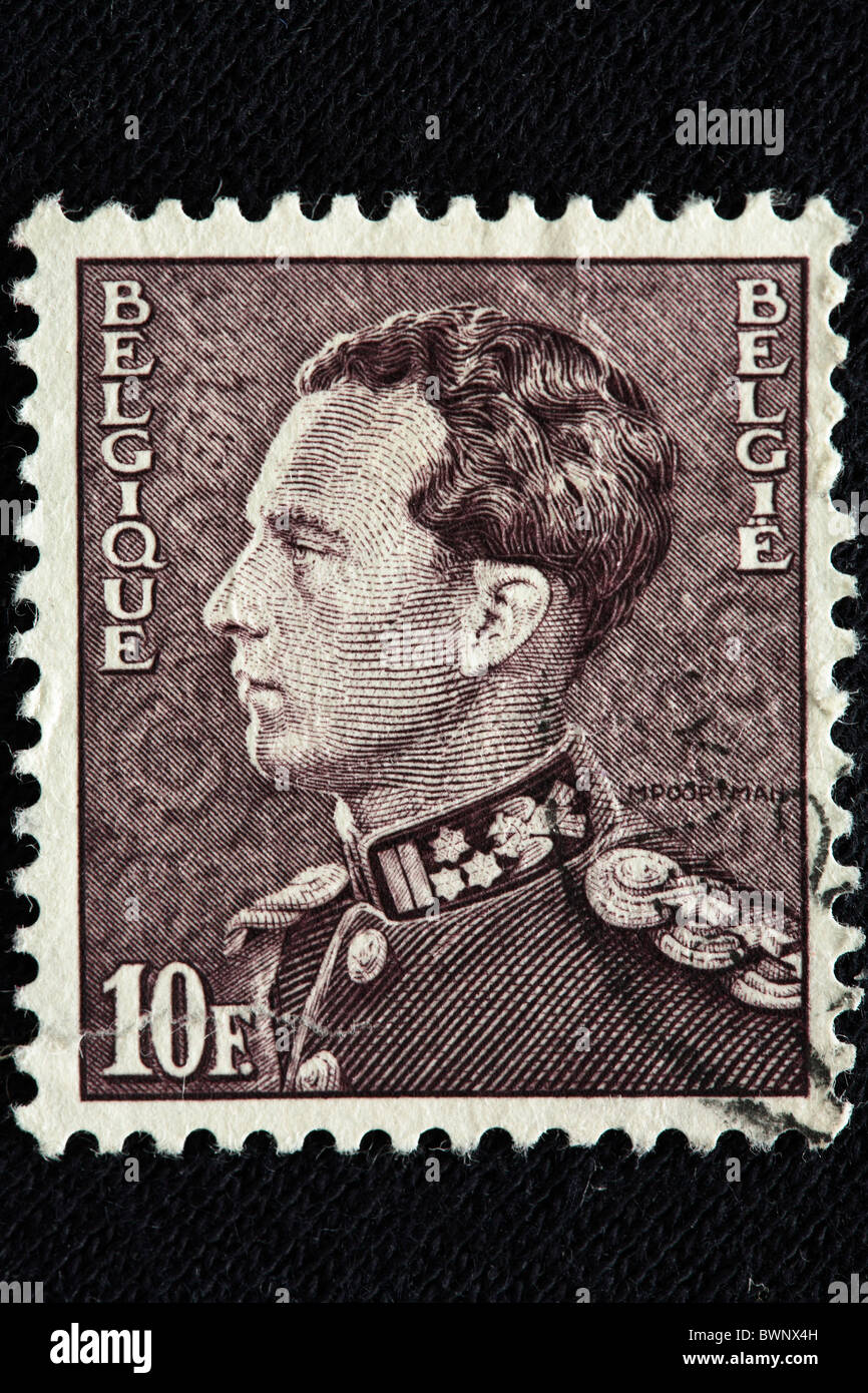 Le Roi Léopold III de Belgique Europe Belgique timbres monarchie règne monarque gravure cour royale King Banque D'Images